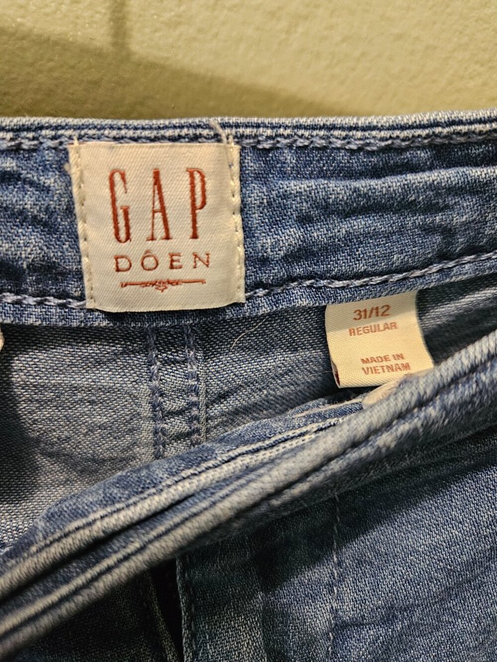 GAP x Doen Denim Trouser Pants Jeans 31 / 12 Blue Raw Hem Flowy Wide Leg - Picture 3 of 13